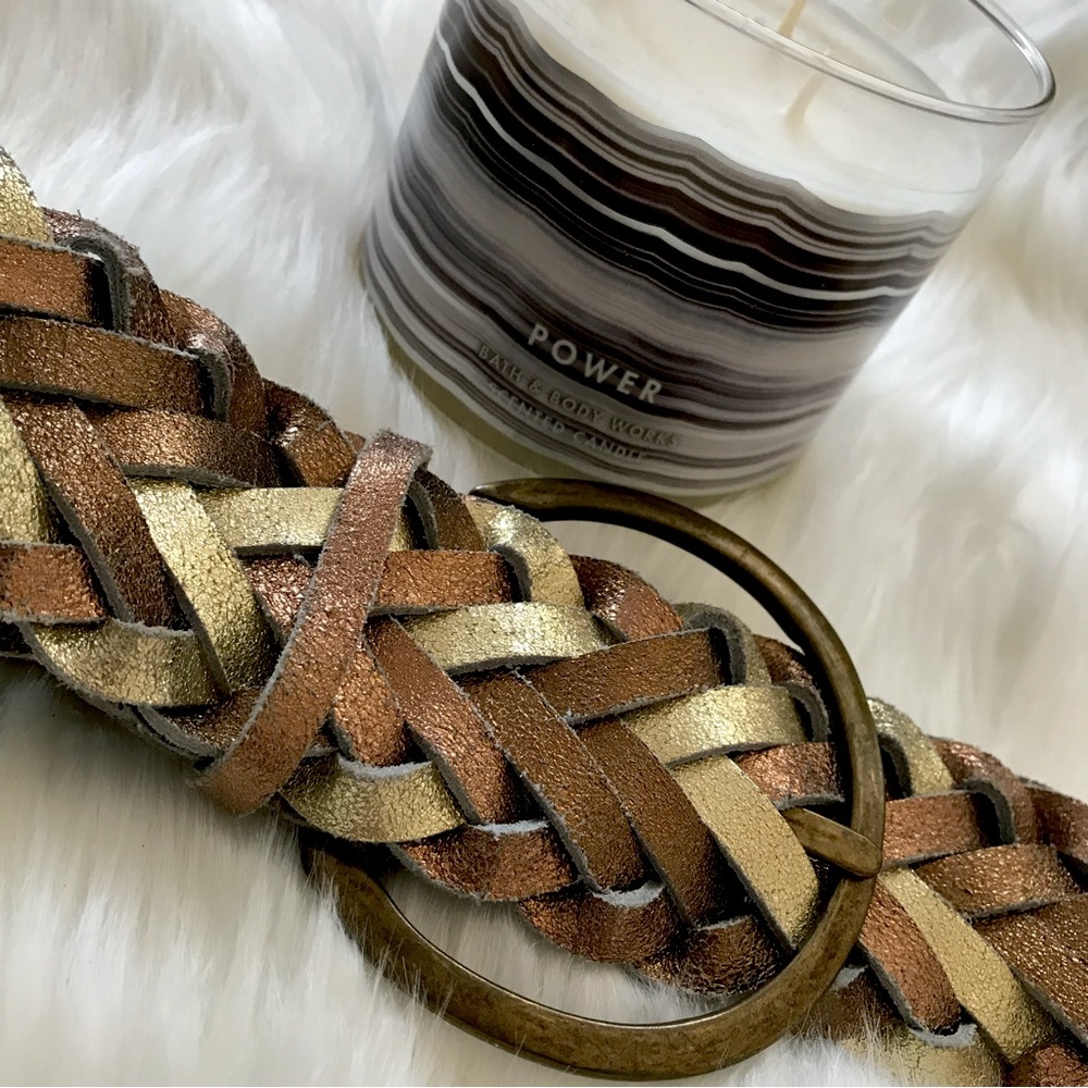 VINTAGE TRICOLOR METALLIC LEATHER BELT